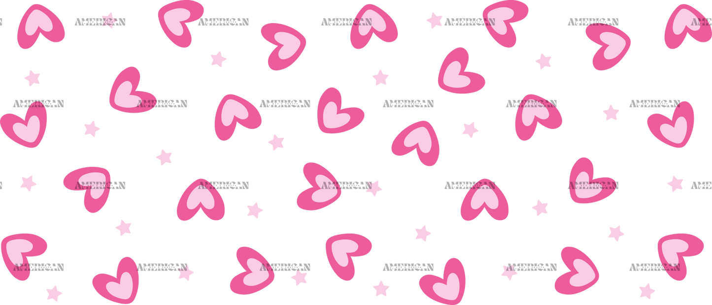 Pink Retro Hearts UV DTF Transfer