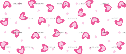 Pink Retro Hearts UV DTF Transfer