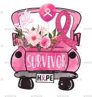 Pink Ribbon Truck Hope Awareness Breast Cancer Survivor DTF Transfer