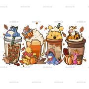 Pooh Fall Latte DTF Transfer