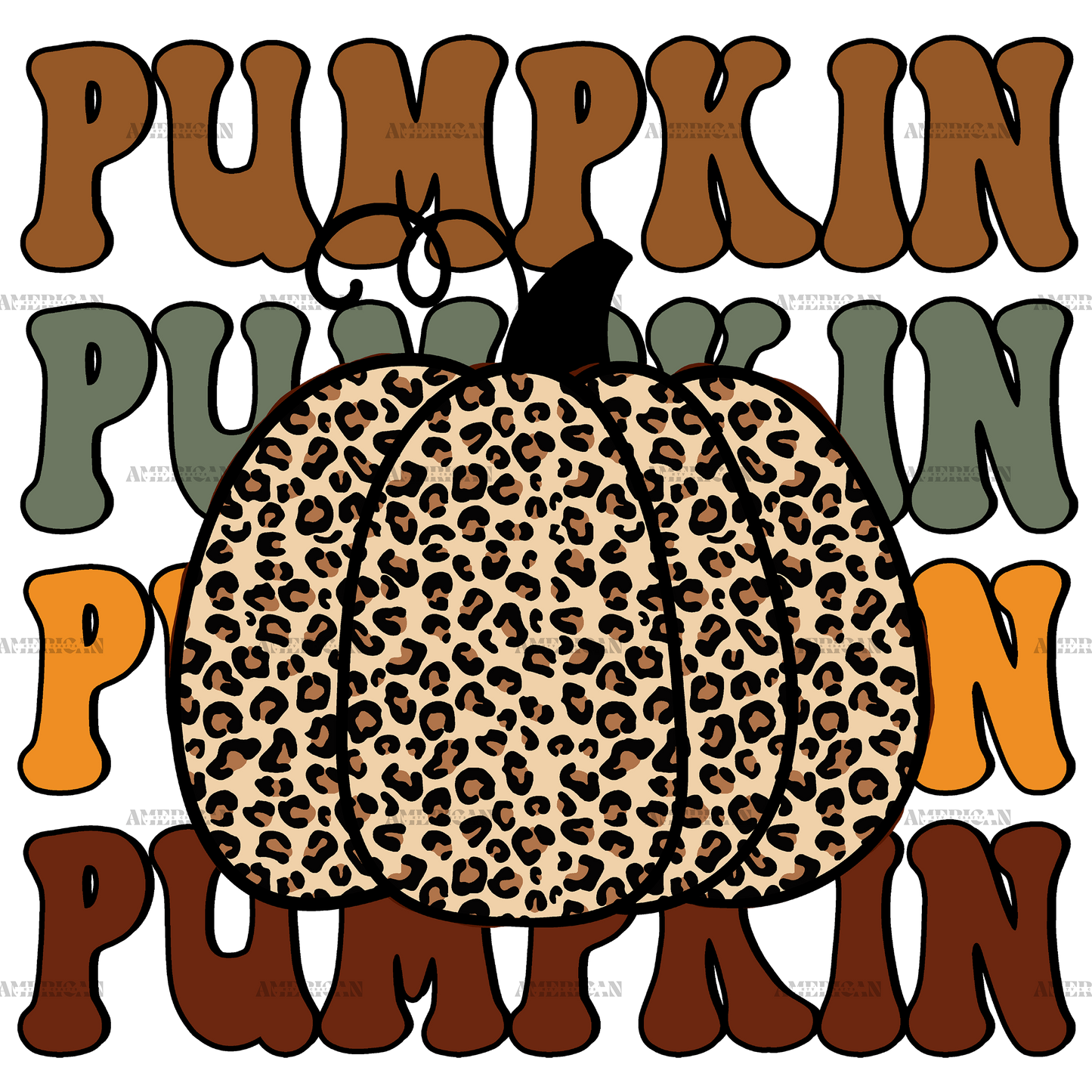 Pumpkin Leopard DTF Transfer