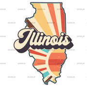 Retro Illinois Map DTF Transfer