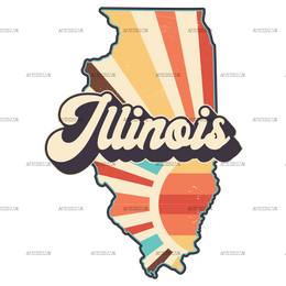 Retro Illinois Map DTF Transfer