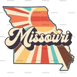 Retro Missouri Map DTF Transfer
