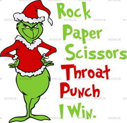Rock Paper Scissors Grinch-1 DTF Transfer