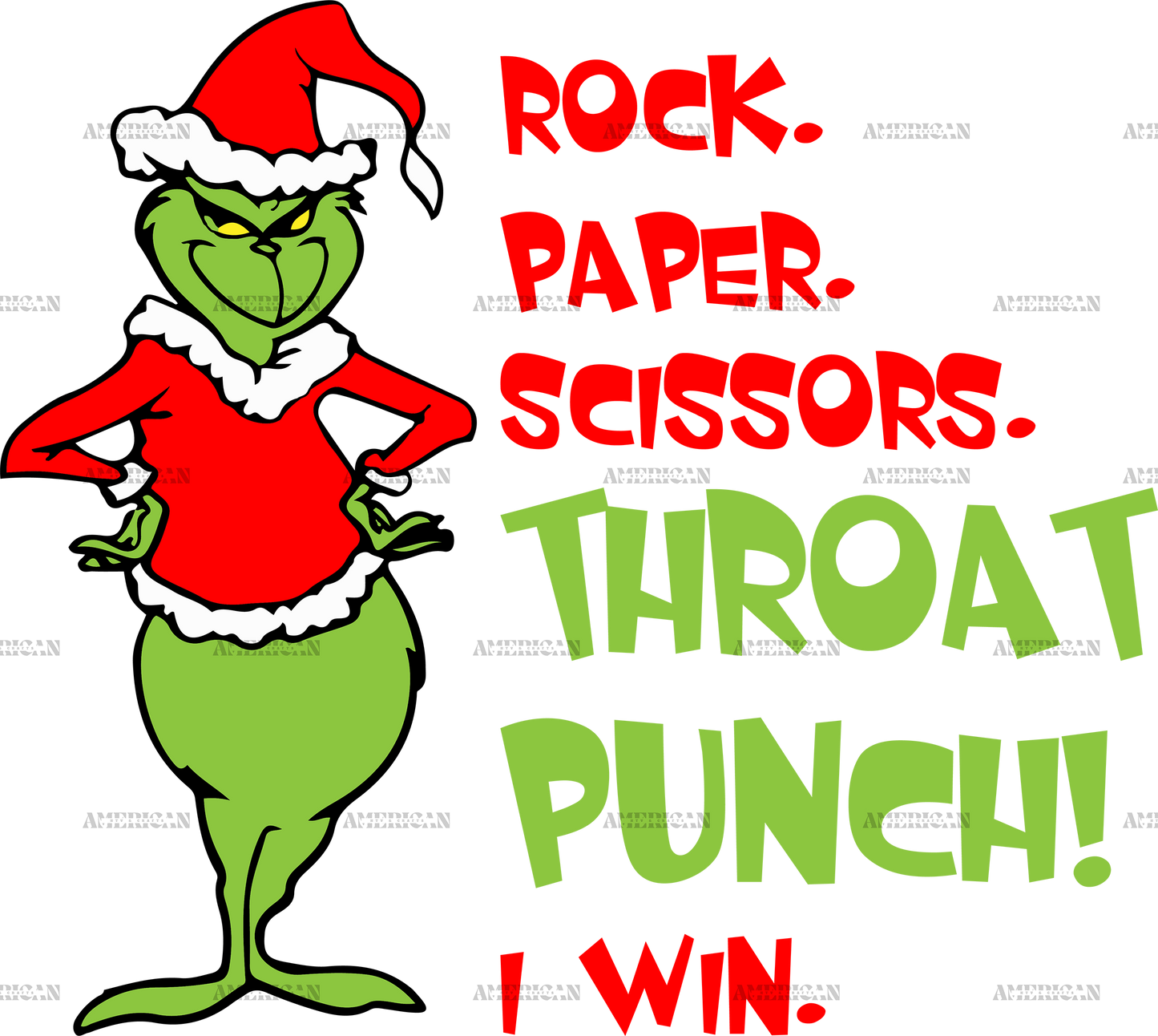 Rock Paper Scissors Grinch-2 DTF Transfer