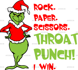 Rock Paper Scissors Grinch-2 DTF Transfer