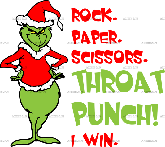 Rock Paper Scissors Grinch-2 DTF Transfer