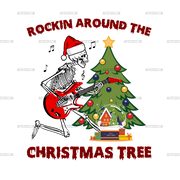 Rockin Around The Christmas Tree Skeleton DTF Transfer