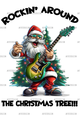 Rocking Around The Christmas Tree Santa DTF Transfer