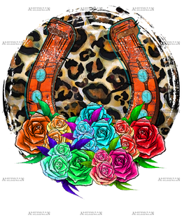 Rose And Horseshoe Leopard DTF Transfer
