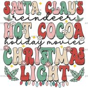 Santa Claus Hot Cocoa Christmas Lights-1 DTF Transfer