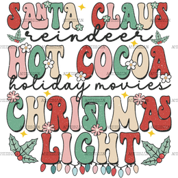 Santa Claus Hot Cocoa Christmas Lights-1 DTF Transfer
