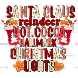 Santa Claus Hot Cocoa Christmas Lights-2 DTF Transfer