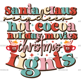 Santa Claus Hot Cocoa Christmas Lights-4 DTF Transfer