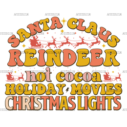 Santa Claus Hot Cocoa Christmas Lights-5 DTF Transfer