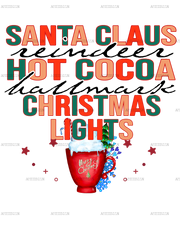 Santa Claus Hot Cocoa Christmas Lights DTF Transfer