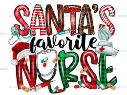 Santas Favorite Nurse DTF Transfer