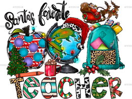 Santas Favorite Teacher DTF Transfer