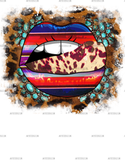 Serape Lips With CowHide DTF Transfer