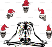 Skeleton Heads Christmas DTF Transfer