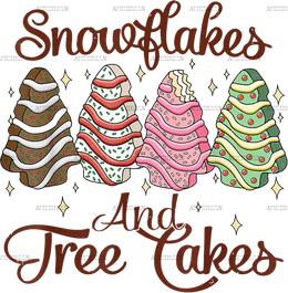 Snowflakes And Tree Cakes DTF Transfer