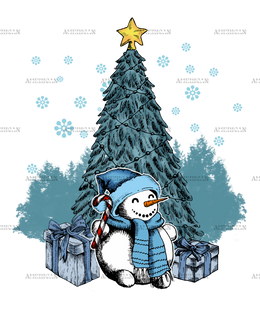 Snowman Christmas Tree DTF Transfer