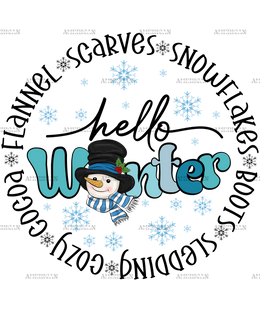 Snowman Hello Winter DTF Transfer