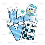 Snowman Love-2 DTF Transfer