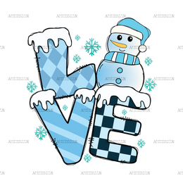 Snowman Love-2 DTF Transfer
