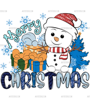 Snowman Merry Christmas DTF Transfer