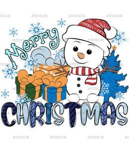 Snowman Merry Christmas DTF Transfer