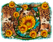Sunflower Gemstone Leopard Cowhide DTF Transfer