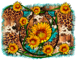 Sunflower Gemstone Leopard Cowhide DTF Transfer