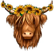Sunflowers Cow DTF Transfer