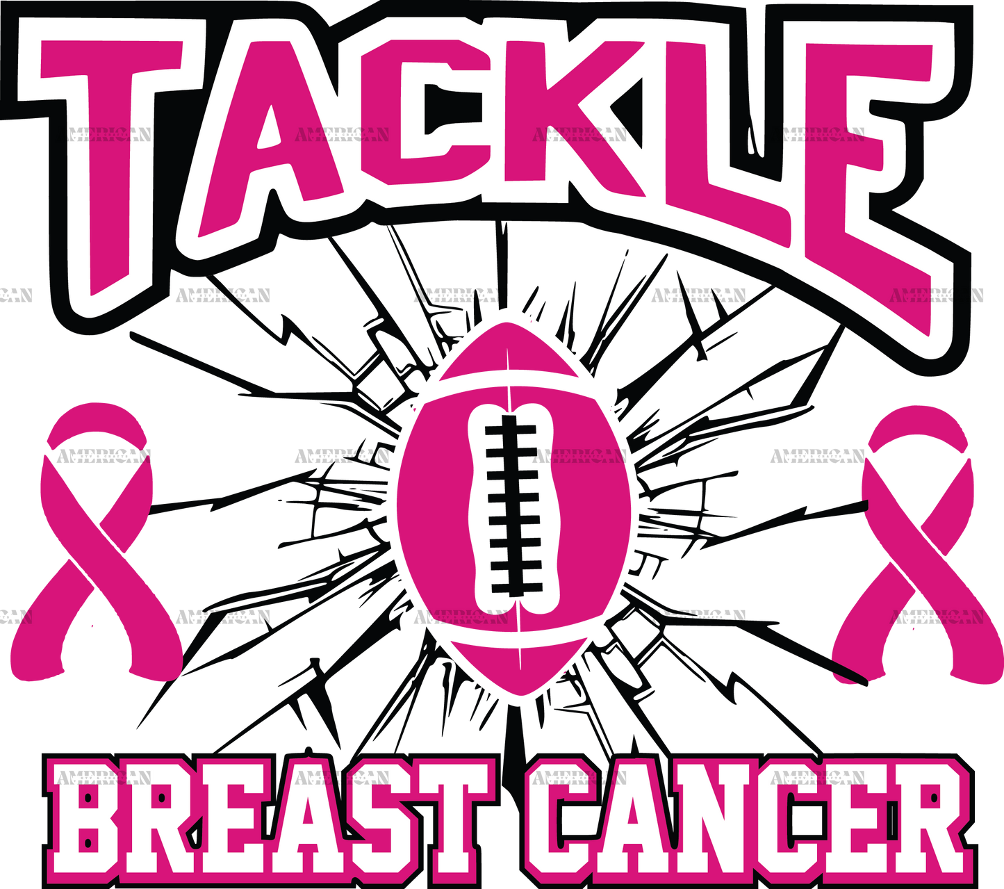 Tackle Breast Cancer Football Cracks DTF Transfer