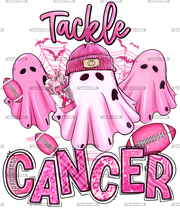 Tackle Cancer Halloween Ghosts Football DTF Transfer