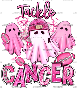 Tackle Cancer Halloween Ghosts Football DTF Transfer