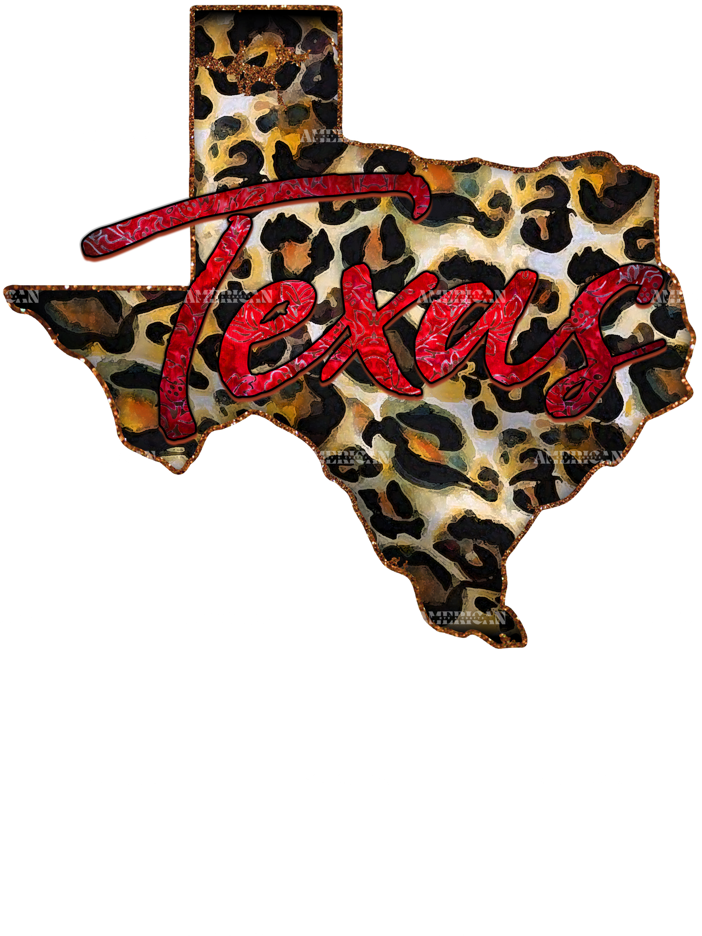 Texas Leopard Map DTF Transfer