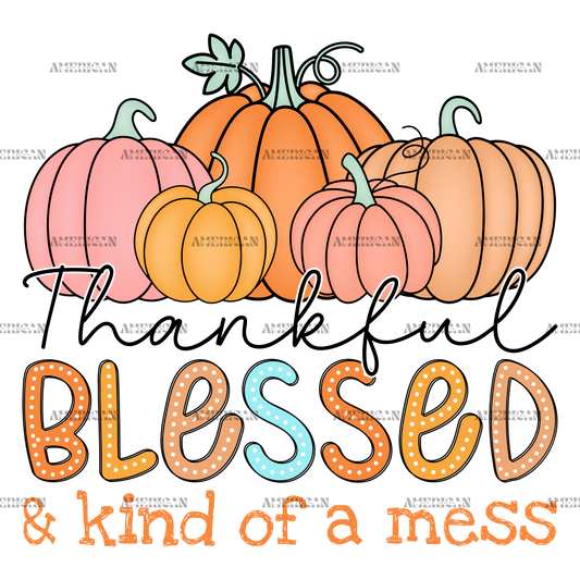 Thankful Blessed Kind Of A Mess-2 DTF Transfer