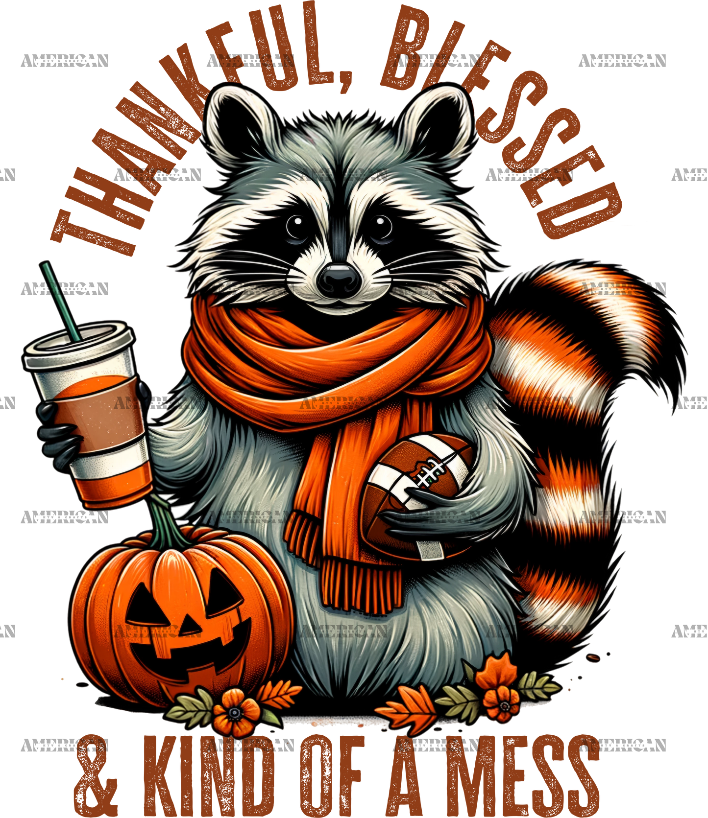 Thankful Blessed Racoon DTF Transfer