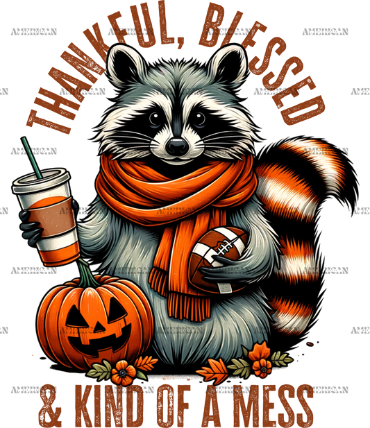 Thankful Blessed Racoon DTF Transfer