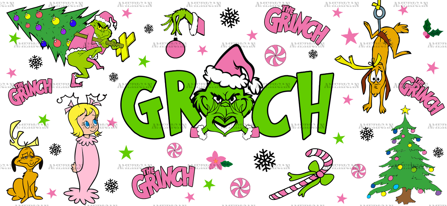 The Pink Grinch UV DTF Transfer