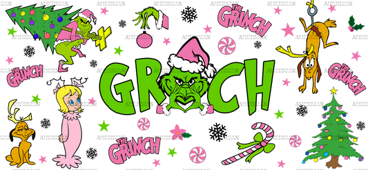 The Pink Grinch UV DTF Transfer