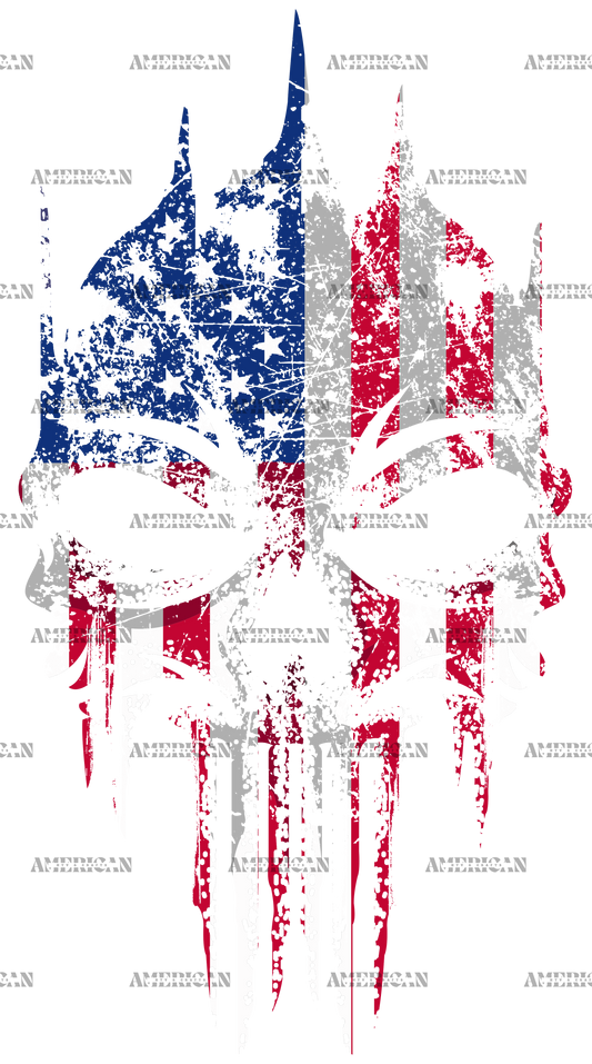 USA Flag Skull DTF Transfer