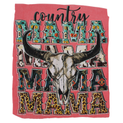 Country MAMA Stacked DTF Transfer with Cow Print & Turquoise