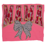 Pink Cowhide MAMA Bow Rhinestone DTF Transfer
