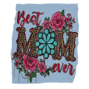Best MOM Ever Rhinestone DTF Transfer -leopard print & Turquoise Bling