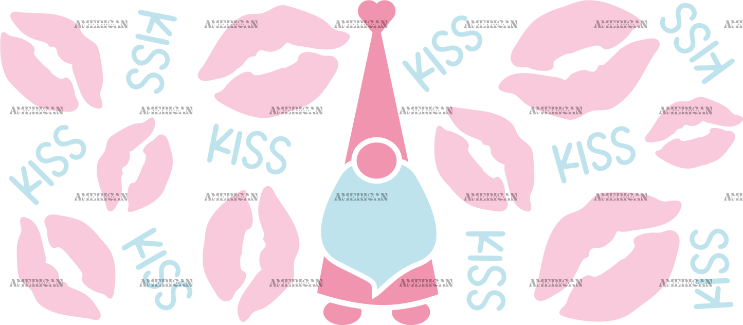 Valentine's Day Gnome Kiss UV DTF Transfer