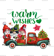 Warm Wishes Gnomies Truck DTF Transfer